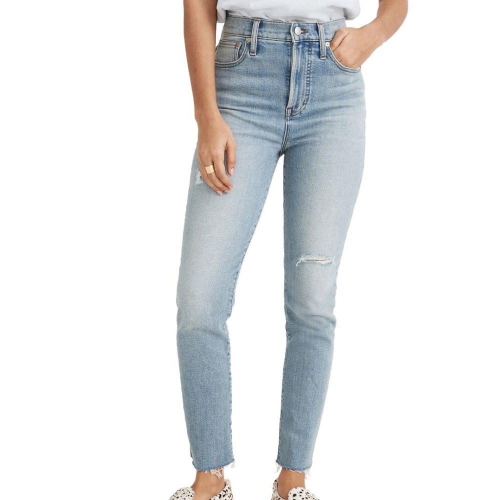Madewell The Perfect High Waist Distressed Jeans (coffey Wash) in Blue